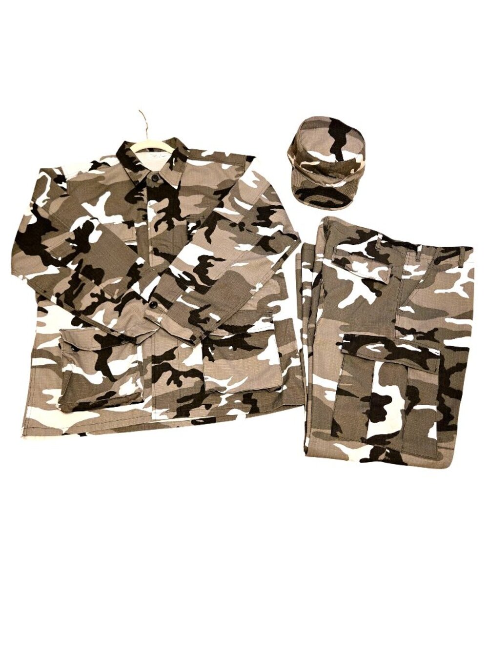 Urban Camouflage BDU Black White Gray Military Tactical Field Camo Set Large